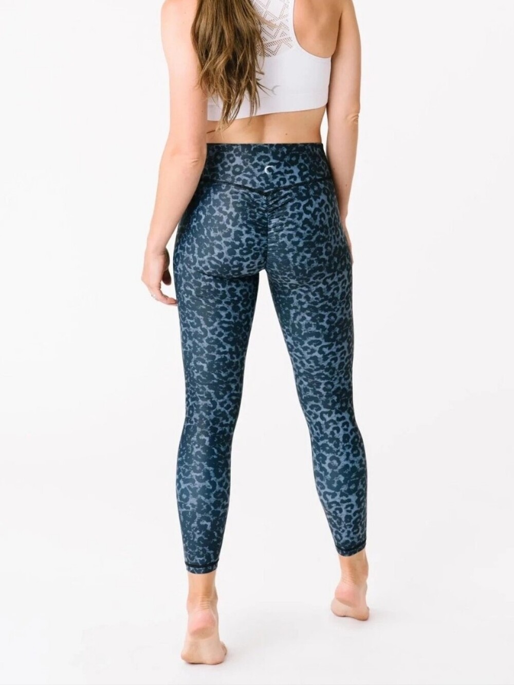 Zyia Active Stone Leopard Leggings Scrunch Butt Light n Luxe Gray Black 6-8